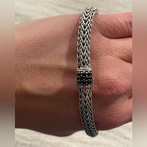 John Hardy Classic Chain Sterling Silver Lava Bracelet with Black Sapphire